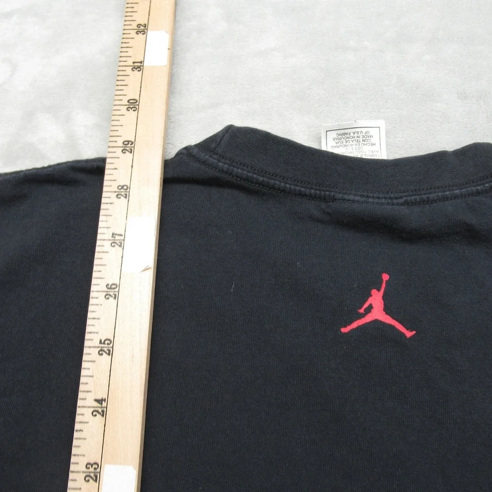 Air Jordan Shirt Men Large Black Cotton Graphic Print Short Sleeve Fade VTG RARE